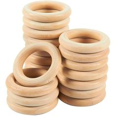 several wooden rings stacked on top of each other