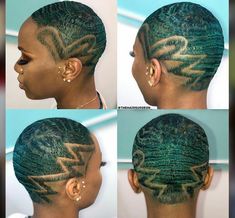 Fade Haircut Women, Short Bleached Hair, Hair Color For Dark Skin, Shaved Designs, Shaved Hair Women