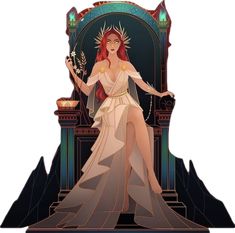 Persephone Fantasy Art, Persephone Character Art, Persephone Goddess Art, Pershepone Art, Persephone And Hades Art Lore Olympus, Daughter Of Hades And Persephone, Greek Goddess Illustration, Goddess Of Ghosts, Yliade Art