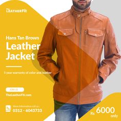 Hans Tan Brown Leather Jacket For Men ABOUT: This unique Jacket is made of High-Quality Genuine SHEEP-SKIN Leather. Its leather is very glamorous that makes it very adaptable to wear on any occasion. The Jacket is professionally cut and stitched throughout as following International Standards. Great Choice for Casual & Parties. 100% Money-Back Guarantee. #TheLeatherFit #Leather_Jackets_For_Men #Leather_Jacket_For_Women Brown Leather Jacket