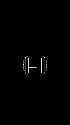 two dumbbells are shown in the middle of a black background with white outline