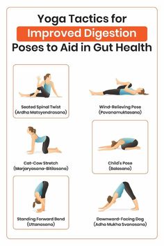 a poster with instructions on how to do yoga exercises for improve digest and reduce fatigue