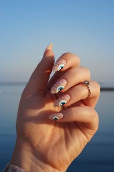 Natural Nails Aesthetic, Nails Evil Eye, Pink Nails Ideas Long, Cute Almond Nails, Cute Eyeshadow Ideas, Nails Ideas Long, Chrome Nails Ideas, Square Nails Art, Nails Design Short