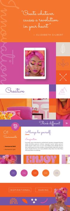 an orange and pink website design