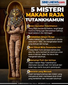 an egyptian statue with the words 5 misteri makam raja tutanhamun