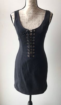 "Size: None visible (see measurements) Brand: Lip Service Closure: Back zipper Condition: Preowned vintage excellent. No visible rips stains or imperfections. Measurements (lying flat not stretched): Bust 15.5\". Waist 13.5\". Hip 15.5\" Material has no give." Fitted Grunge Dresses For Night Out, Grunge Fitted Dress For Night Out, Rock Style Fitted Party Dress, Fitted Rock-inspired Summer Dress, Fitted Rock Style Summer Dresses, Fitted Rock Style Dresses For Night Out, Punk Rockstar, Rocker Glam, Goth Fits