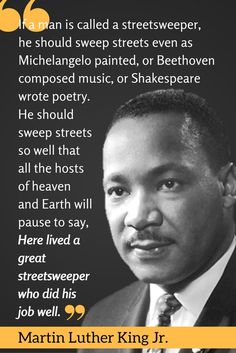 martin luther king quote on black and yellow background with an image of the man in the suit