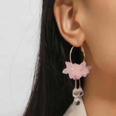 This Unique Pair Is A Wonderful Addition To Your Wardrobe And Your Style; Sure To Get Lots Of Compliments! Gsumea00w00jn2f Pink Hoop Flower Earrings For Pierced Ears, Spring Party Jewelry With Dangling Beads, Spring Pink Hoop Earrings, Chic Pink Flower Earrings For Spring, Spring Jewelry With Dangling Beads, Pink Hoop Flower Earrings For Spring, Pink Flower Hoop Earrings For Spring, Pink Dangle Flower Earrings For Spring, Elegant Pink Flower Earrings With Dangling Beads