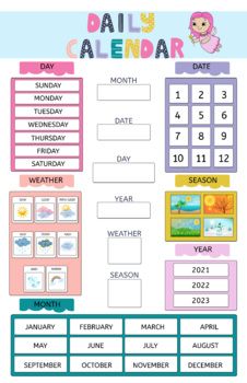 the daily calendar is shown in pink and blue