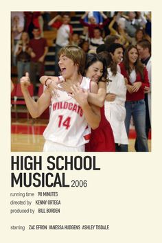 an advertisement for high school musical featuring two young people hugging each other in front of a crowd