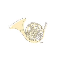 a drawing of a french horn