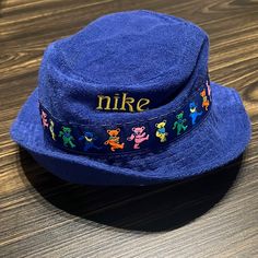 Blue Nike X Grateful Dead Bucket Hat (S/M). Worn One Time. Paid $225 Accessories Blue, Blue Nike, Grateful Dead, One Time, Bucket Hat, Accessories Hats, Color Blue, Mens Accessories, Man Shop