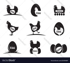 chicken and egg logos set on white background