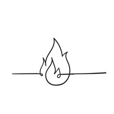 a line drawing of a flame with one end pointing up and the other end going down