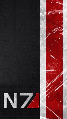 the logo for n7 is displayed on a black and white background with red stripes