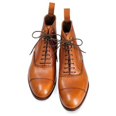 BALMORAL BOOTS IN TANNED GRAIN Balmoral Boots, Cordovan Shoes, Cap Toe Boots, Toe Boots, Handmade Shoes, Leather Fashion, Boots Men, Derby, Dress Shoes Men