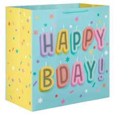 Deliver happy birthday wishesand a special birthday giftin this eye-catching blue gift bag. Extra-deep bag features a fun shadow lettering in a birthday candle style with glitter accents on a vivid aqua background. Hallmark has you covered for any holiday or occasionfrom wrapping paper rolls to gift bags in all sizes and coordinating tissue paper, we have just the thing to help you present one-of-a-kind gifts. Hallmark has been your family-owned creator of greeting cards, Christmas ornaments, gi Bubble Lettering, Birthday Cake Gift, Greeting Cards Christmas, Pokemon Birthday Party, Wrapping Paper Rolls, Aqua Background, Birthday Bag, Kind Gifts, Pokemon Birthday