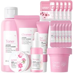 PRICES MAY VARY. [Sakura Skin Care Set]: These 11Pcs sakura face care sets include sakura toner, sakura facial cleanser, sakura serum, sakura eye cream, sakura lip mask, sakura face cream, 6* sakura sleeping mask, and 5 * sakura mud mask to help tighten skin, close pores, moisturize skin, and maintain skin elasticity [Face Moisturizer Set]: Sakura face skin care set can replenish moisture for skin, achieve long-term moisturizing skin care effect, make skin moist and tender, can also shrink pores Sakura Skincare, Blackheads Removal Cream, Moisturizing Skin Care, Skincare Bundle, Skin Lightener, Serious Skin Care, Tighten Skin, Perfect Skin Care Routine, Skin Blemishes