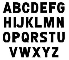 the alphabet is black and white with letters in different font styles, including one for each letter