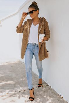 Zipper Front Pocket Teddy Coat Leopard Blazer, Casual Date Night Outfit, Winter Colours, Casual Date Night, Long Coats, Women's Coats And Jackets, Teddy Coat, Sleeveless Bodysuit, Long Sleeves Coats