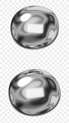 two shiny metal oval plates on a transparent background, with no shadows or glares