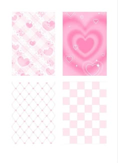 four different patterns with hearts on them in pinks and whitester tones, including the background