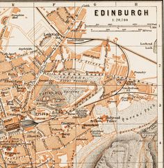 an old map of edinburgh, scotland