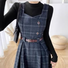 This stunning wool Dark Academia Pinafore Dress with belt is the perfect addition to your winter academia wardrobe! *a sleeveless pinafore dress, top is not included Size S Bust 84cm Waist 66cm Length 103cm Size M Bust 88cm Waist 70cm Length 104cm Size L Bust 92cm Waist 74cm Length 105cm Size XL Bust 96cm Waist 78cm Length 106cm A Frame Dress, Fall Pinafore Dress, Winter Pinafore Dress, Sleeveless Dress With Inner Top, Pinafores For Women, Wool Pinafore Dress, Check Dresses For Women Winter, Plaid Pinafore Dress, Blue Academia Outfits