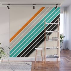 With our Wall Murals, you can cover an entire wall with a rad design - just line up the panels and stick them on. They're easy to peel off too, leaving no sticky residue behind. With crisp, vibrant colors and images, this stunning wall decor lets you create an amazing permanent or temporary space. Available in two floor-to-ceiling sizes.      - Size in feet: 8' Mural comes with four 2'(W) x 8'(H) panels   - Size in feet: 12' Mural comes with six 2' x 8' panels   - Printed on self-adhesive woven 70s Stripe Wall, Retro Wall Paint, 70s Wall Mural, Paint Chip Wall, Striped Walls, Magenta Pattern, Brand Graphics, Removable Wall Murals, Summer Stripes