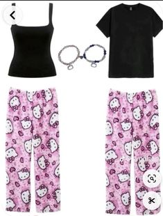 Christmas Pjs Matching, Hello Kitty Outfit, Hello Kitty Pajamas, Pjs Matching, Bff Matching Outfits, Images Hello Kitty, Matching Outfits Best Friend, Kitty Clothes, Hello Kitty Clothes