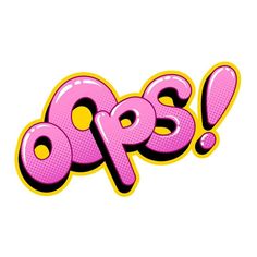 the word pops written in pink and yellow letters on a white background with black dots