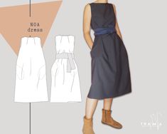 NOA Oversize Dress Digital Pdf Pattern Women Easy Fit - Etsy Womens Blouse Pattern, Wrap Dress Sewing Patterns, Loose Fit Jumpsuit, Oversize Dress, Dress Sewing Tutorials, Top Sewing Pattern, Womens Sewing Patterns, Oversized Dress