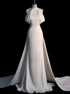 Long White Wedding Dress, Light Wedding Dresses, डिजाइनर कपड़े, Wedding Dress Crafts, High Neck Wedding Dress, Fairy Tale Wedding Dress, Wedding Ideas Dresses, Prom Dress Stores, Pretty Wedding Dresses