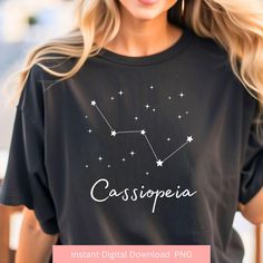 Cassiopeia Constellation, Tshirt Business, Png Design, Download File, T Shirt Design, Astronomy, Constellations, Stationery Design, The Sky