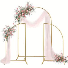 an arch decorated with flowers and greenery for a wedding ceremony or special occasion, isolated on a white background