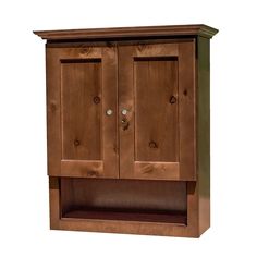 a wooden cabinet with two doors and drawers