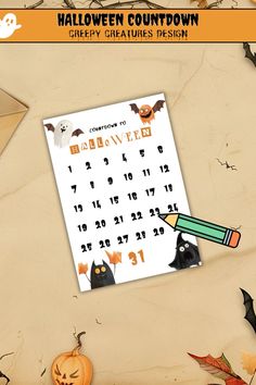 a calendar with halloween decorations and bats on it