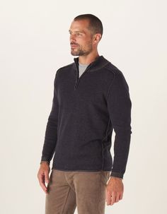 The perfect, flattering fit in a soft and comfortable fabric - this one will turn you into a sweater guy. Made with a special knit that brings just a little bit of variation into the color for added dimension. Comes in a mid-weight feel with lounge-level comfort and a tailored fit. Casual Cashmere Textured Knit Sweater, Casual Fitted Sweater For Loungewear, Stretch Merino Wool Sweater For Layering, Casual Relaxed Fit Cashmere Sweater, Casual Relaxed Fit Wool Tops, Casual Cashmere Sweater With Relaxed Fit, Casual Wool Tops With Relaxed Fit, Casual Merino Wool Sweater For Layering, Casual Wool Top With Relaxed Fit