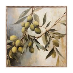 an oil painting of olives on a branch