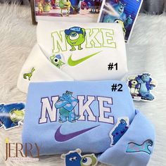 Disney Nike Embroidered Sweatshirt - Mike Wazowski and James Sullivan Monsters Inc Nike Sweatshirt Disney Cars, Cute Nike Shoes Disney, Disney Sweatshirts Trip, Cheap Disney Character Print Sweatshirt, Green Disney Hoodie, X-mas Gifts For Bestfriedn, Disney Sweatshirt Jackets, Disney Inspired Sweatshirt, Vinyl Sweatshirt Nike