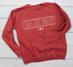 College/University/Group Custom Sweatshirt with State Outline - Comfort Colors - SHIPPING INCLUDED Winter College T-shirt With Screen Print, Team Spirit Cotton Sweatshirt With Screen Print, College Logo Print T-shirt For Fall, Collegiate Cotton Sweatshirt With Screen Print, University Red Sweatshirt With Letter Print For College, School Fan Apparel Cotton Sweatshirt, University Red Letter Print Sweatshirt For College, Fall Team Spirit Sweatshirt With Screen Print, Fall School Sweatshirt With Team Name