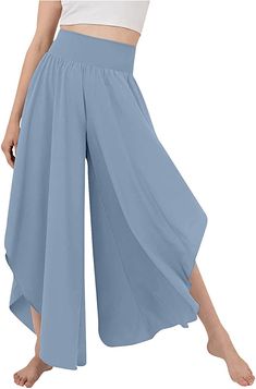 Amazon.com: Women Flowy Ruffle Wide Leg Pants High Waisted Elastic Waistband Palazzo Pants Flare Yoga Pants with Back Pocket Soft Pilates Pants Quick Dry Dance Pants Boho Beach Pants Plus Size Comfy Lounge Pants : Clothing, Shoes & Jewelry Flowy Dance Outfit, Blue Flowy Pants Outfit, Blue Flowy Pants, Flowy Clothes, Flowy Pants Outfit, Flowy Outfit, Jedi Outfit, Wide Leg Pants High Waisted, Comfy Lounge Pants