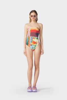 Bustier Swimsuit, Floral Scarf, Paul Gaultier, Jean Paul Gaultier, Jean Paul, Scarf Print, Two By Two, Not Found, One Piece