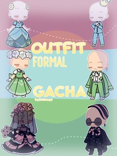 an image of cartoon characters with the words outfit formal gacha on them