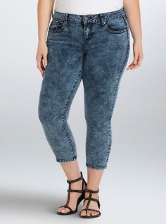 Torrid Cropped Skinny Jeans - Acid Wash, ACID Cheap Acid Wash Jeans For Spring, Cheap Urban Acid Wash Tops, Big Jeans, Concert Looks, Acid Wash Jeans, Acid Wash Denim, Plus Size Jeans, Vintage Store, Acid Wash