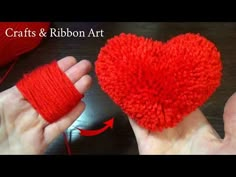 a person holding a red heart in their hands with the words crafts & ribbon art on it