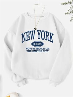 New In Hoodies NEW YORK Print Sweatshirts Women Letter Printed Round Neck Hoodie Casual and Best Sweatshirts For Women, Graphic Pant, Mini Dress Hot, Evening Dresses Plus Size, Letter Print Sweatshirt, Sweatshirt Women, Print Sweatshirt, Winter Casual, Fall Outfits Women