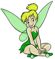 a cartoon tinkerbell sitting on the ground