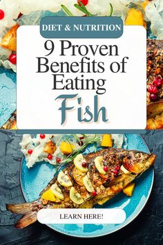 Learn about the nine incredible health benefits of eating fish, from heart health to brain function. Visit us for our expert healthy diet and nutrition tips for different age groups. Fish Benefits, Eat Protein, Eating Fish, Balanced Diet Plan, Cod Liver, Healthy Benefits, Fatty Fish, Brain Function