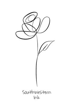 a black and white drawing of a flower with the words southwest ink written on it